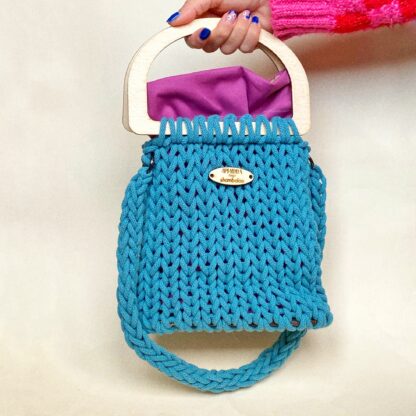 Borsa artigianale costruita e decorata a mano in collaborazione con Shambaloo - Azzurro