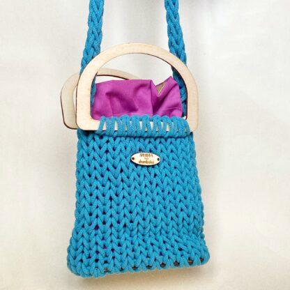 Borsa artigianale costruita e decorata a mano in collaborazione con Shambaloo - Azzurro