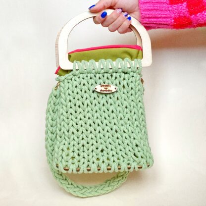 Borsa artigianale costruita e decorata a mano in collaborazione con Shambaloo - Verde menta
