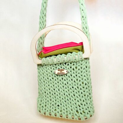Borsa artigianale costruita e decorata a mano in collaborazione con Shambaloo - Verde menta