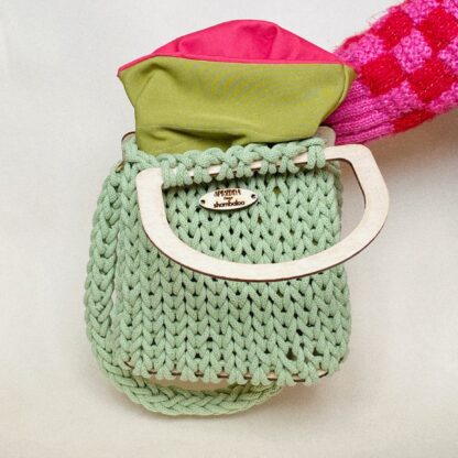 Borsa artigianale costruita e decorata a mano in collaborazione con Shambaloo - Verde menta