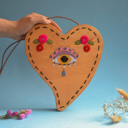 Spisidda Design - Borsa O Cuore Mio - Borsa di legno artigianale fatta e ricamata a mano - 2
