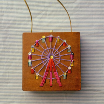 Spisidda Design - Borsa Ruota - Borsa di legno artigianale fatta e ricamata a mano - 5