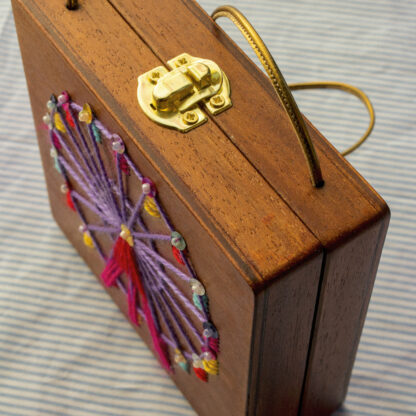 Spisidda Design - Borsa Tendone - Borsa di legno artigianale fatta e ricamata a mano - 4
