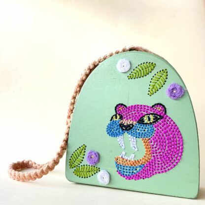 Spisidda Design - Borsa Tigre - Borsa di legno artigianale fatta e ricamata a mano - 1