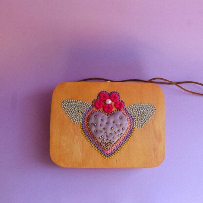 Spisidda Design - Borsa Touch My Heart - Borsa di legno artigianale fatta e ricamata a mano - 1