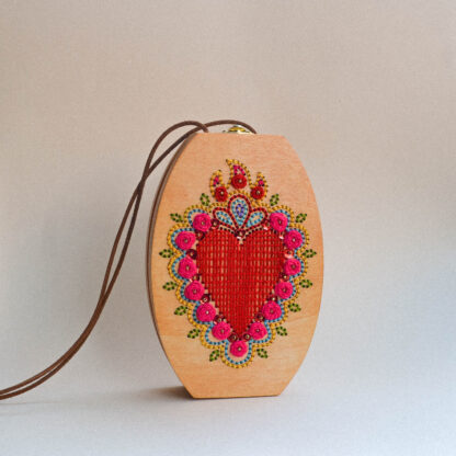 Spisidda Design - Borsa Vide Cor Meum - Borsa di legno artigianale fatta e ricamata a mano - 1