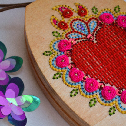 Spisidda Design - Borsa Vide Cor Meum - Borsa di legno artigianale fatta e ricamata a mano - 7